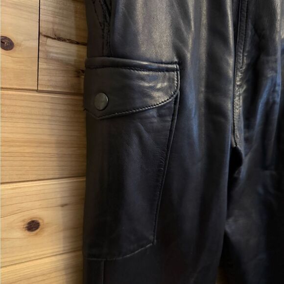 Vintage Merona Sport Sz Medium High Rise Black Leather Cargo Straight Leg Pants - Picture 8 of 14
